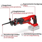 Einhell Accu Reciprozaag TE-AP 18/22 Li-Solo Zwart/Rood
