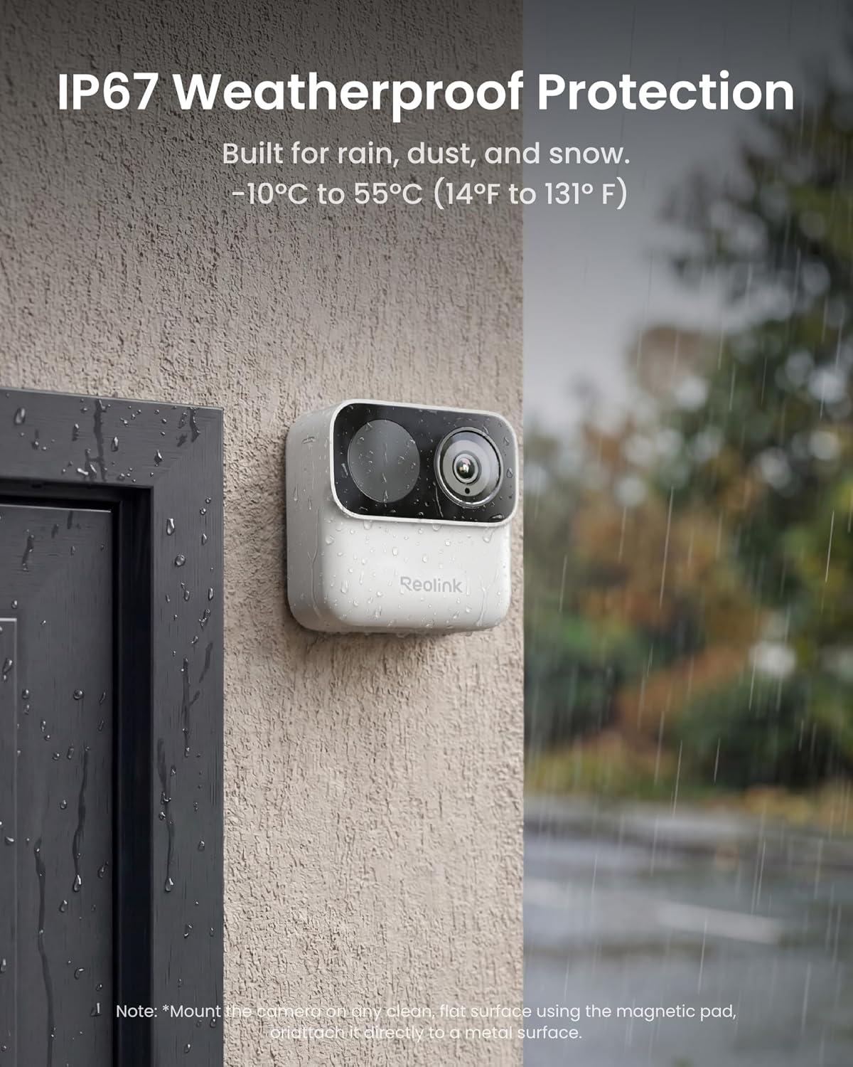 Reolink Magnetische Draadloze Beveiligingscamera voor Buiten & Binnen, 9 maanden batterijduur, 2,4/5GHz Wifi, AI-detectie, IR-nachtzicht, 2-weg Audio, IP67, Lokale opslag, Argus MagiCam