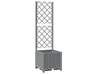 Plantenbak met latwerk 40x40x136 cm Lichtgrijs (46% Korting)