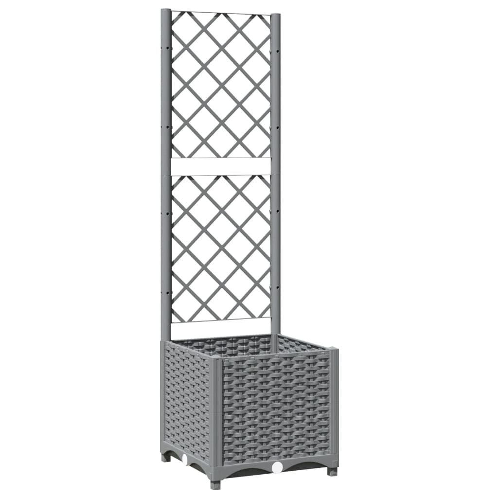 Plantenbak met latwerk 40x40x136 cm Lichtgrijs (46% Korting)