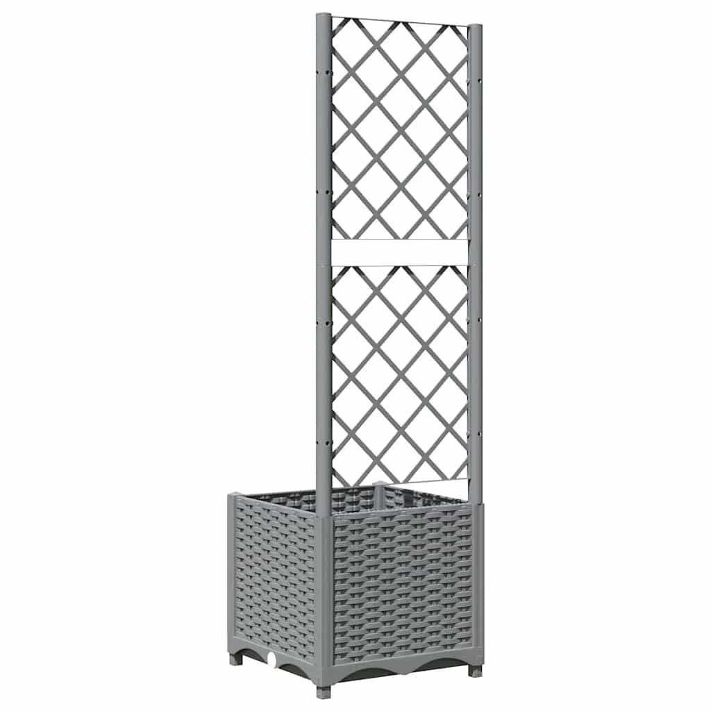 Plantenbak met latwerk 40x40x136 cm Lichtgrijs (46% Korting)