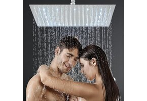 Regendouchekop 40cm RVS Vierkant Chroom | LED Temperatuurindicator | Zelfreinigend | 45% Korting
