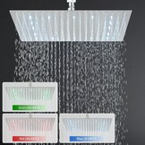 Led-douchekop, regendouche, 40 cm, roestvrij staal, met zelfreinigende sproeiers, vierkant, chroom