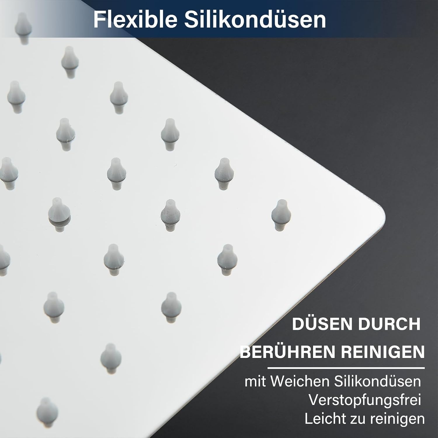 Led-douchekop, regendouche, 40 cm, roestvrij staal, met zelfreinigende sproeiers, vierkant, chroom