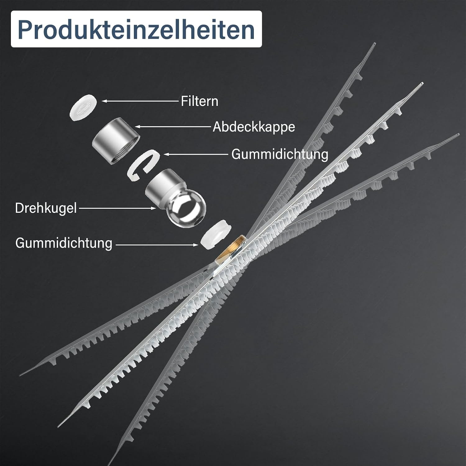 Led-douchekop, regendouche, 40 cm, roestvrij staal, met zelfreinigende sproeiers, vierkant, chroom