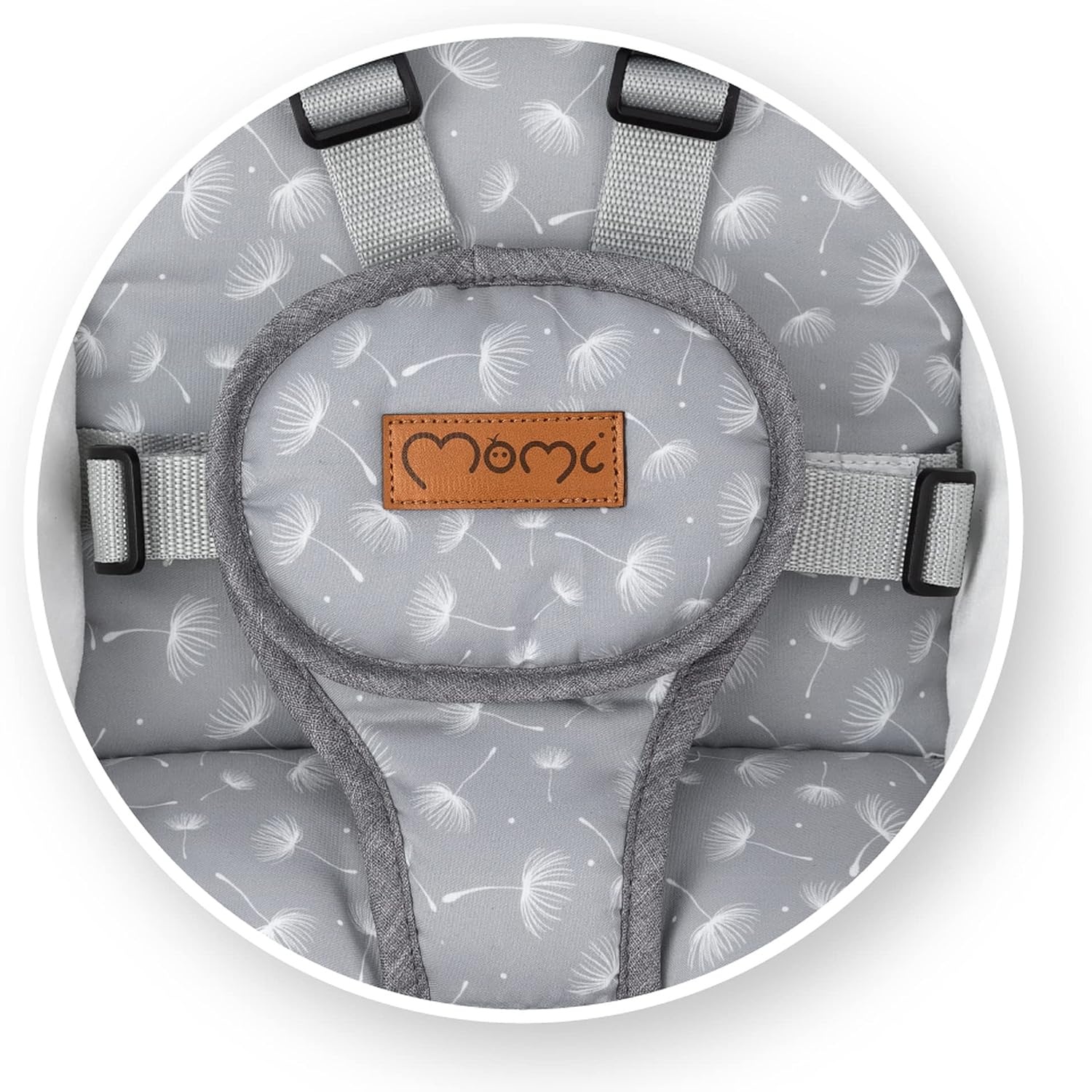 MoMi KENANI Ligstoel voor schommelbank, tot 9 kg, opvouwbaar, afstandsbediening en bluetooth, voor smartphone, stroomvoorziening op batterijen en netvoeding, 5-punts veiligheidsgordel, zonwering
