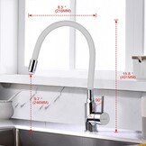 GRIFEMA G4002-3 Keukenkraan, 360° Draaibaar Keukenkraan met Flexibele Vervormbare Siliconen Slang, Chroom, Wit
