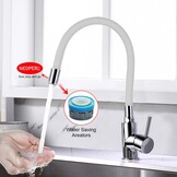 GRIFEMA G4002-3 Keukenkraan, 360° Draaibaar Keukenkraan met Flexibele Vervormbare Siliconen Slang, Chroom, Wit