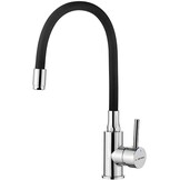 GRIFEMA G4002-3 Keukenkraan, 360° Draaibaar Keukenkraan met Flexibele Vervormbare Siliconen Slang, Chroom, Wit