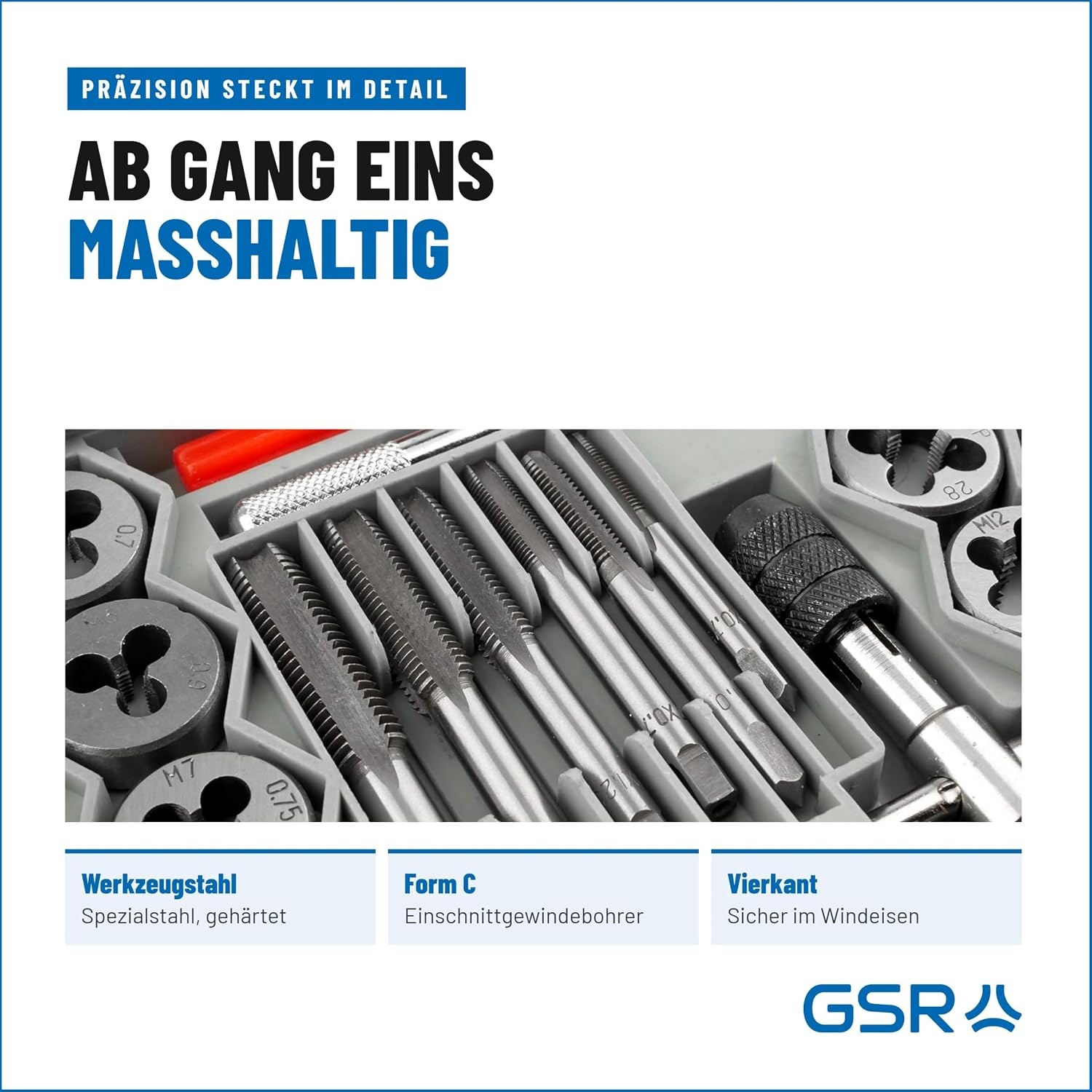 GSR Gustav Stursberg Schroefdraadsnijset 40-delig M3-M12 + BSP 1/8 inch zilver