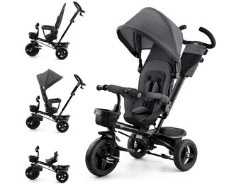 Kinderkraft Aveo Dreirad - Kinderdriewieler met duwstang - Grijs - Tot 25 kg
