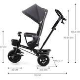 Kinderkraft Aveo Dreirad - Kinderdriewieler met duwstang - Grijs - Tot 25 kg