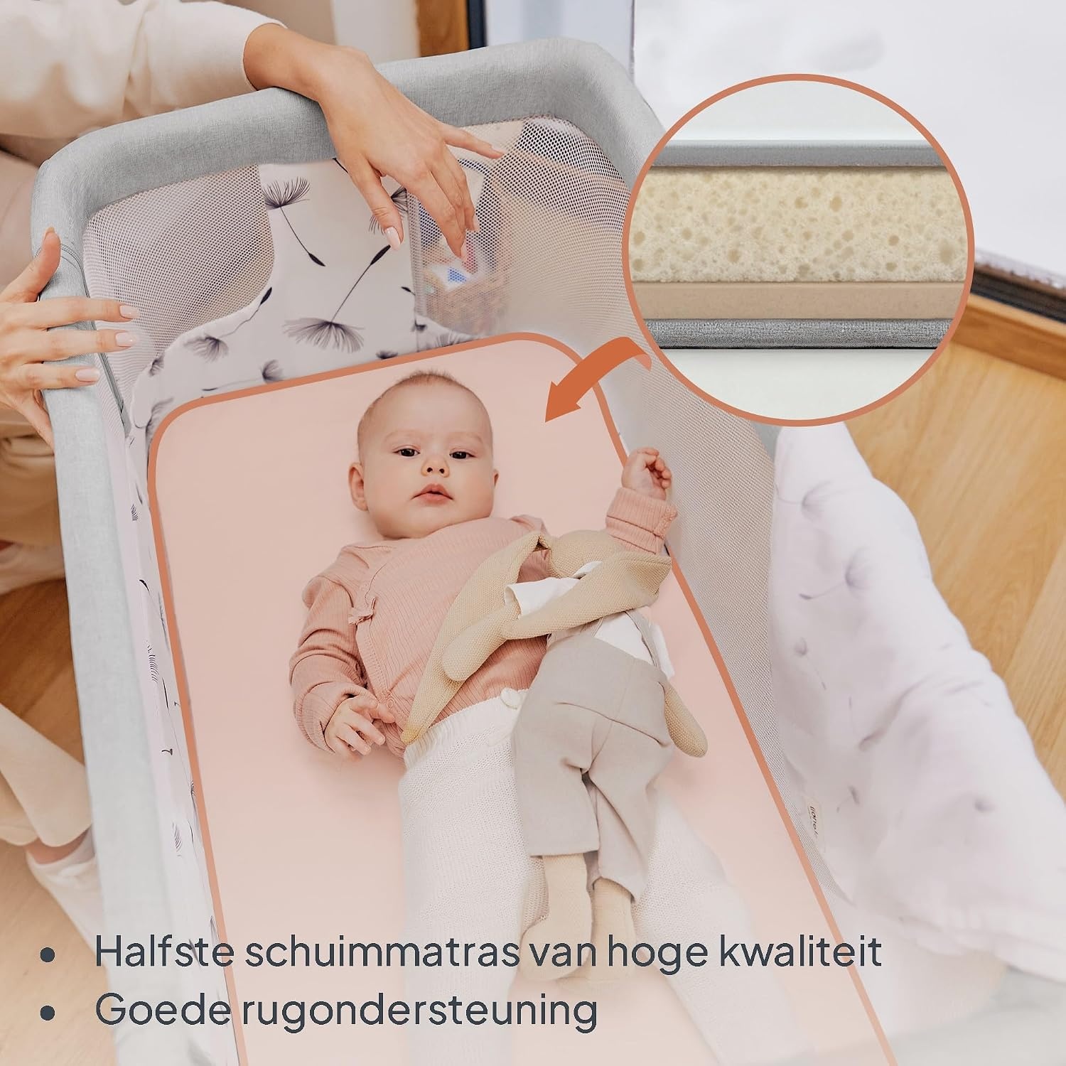 LIONELO Aurora 3-in-1 Baby Co-Sleeper, Hoogteverstelling & Hellingsfunctie