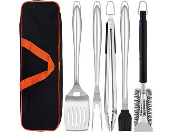 Herogo Grillbestekset, 6-delige roestvrijstalen grillaccessoires met draagtas