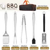 Herogo Grillbestekset, 6-delige roestvrijstalen grillaccessoires met draagtas