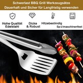 Herogo Grillbestekset, 6-delige roestvrijstalen grillaccessoires met draagtas