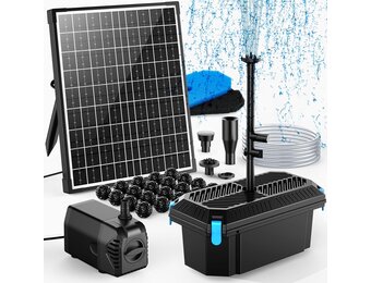 POPOSOAP 20W vijverfilter zonne-energie met fonteinpomp 1200 l/u voor