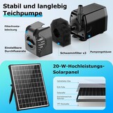 POPOSOAP 20W vijverfilter zonne-energie met fonteinpomp 1200 l/u voor