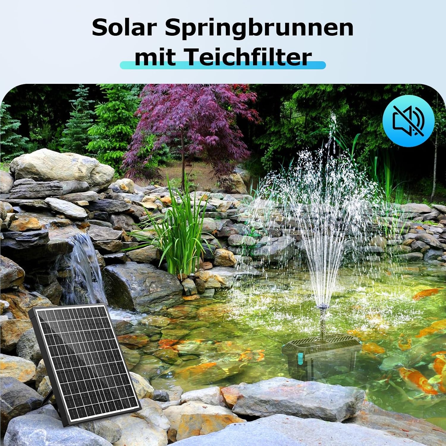 POPOSOAP 20W vijverfilter zonne-energie met fonteinpomp 1200 l/u voor