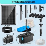 POPOSOAP 20W vijverfilter zonne-energie met fonteinpomp 1200 l/u voor