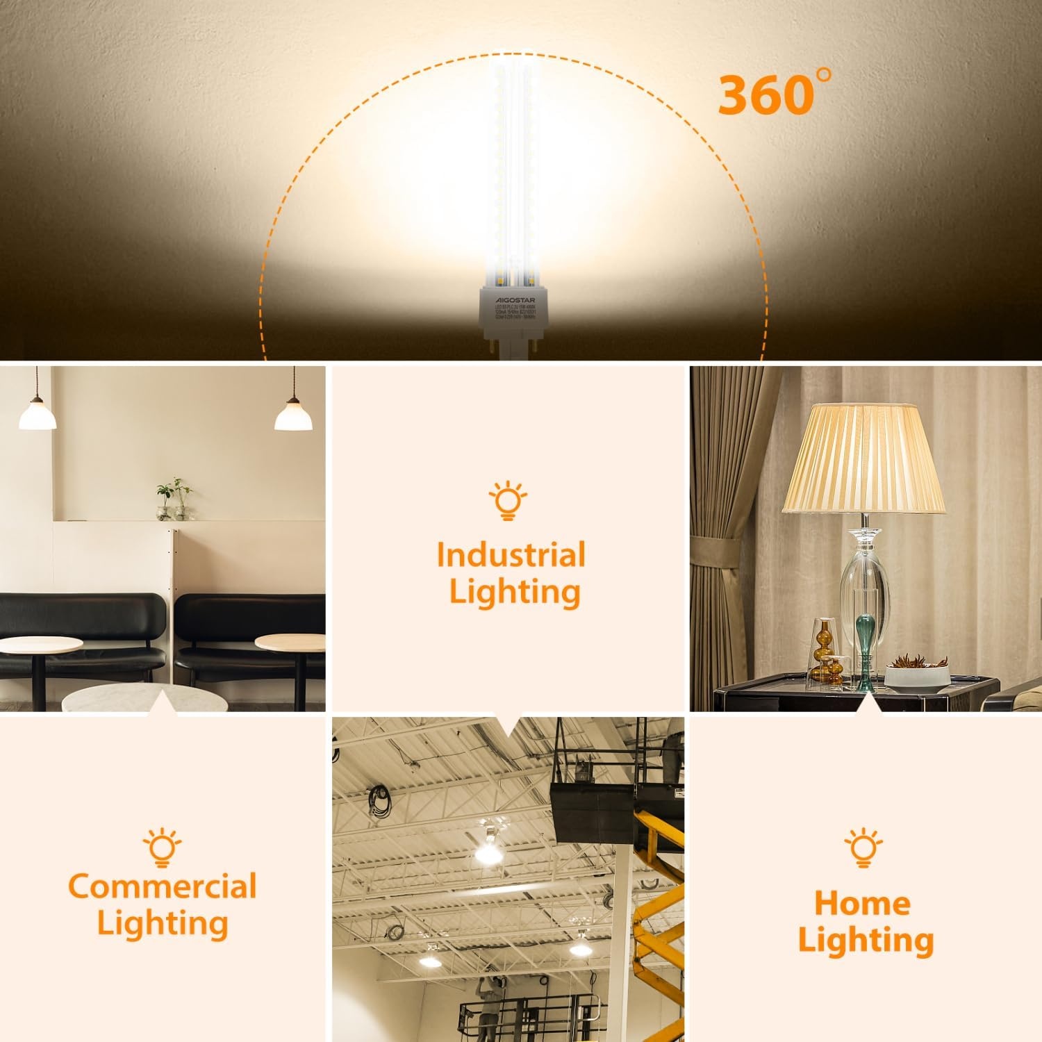 Aigostar Pack van 5 PLC 2U lampen, 15W Mais G24 buis, Neutraal Wit Licht 4000K, 1540lm, Niet verstelbaar