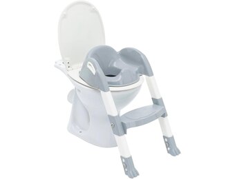 THERMOBABY - De loo WC-verloopstuk - Smart, leuk en hygiënisch - verstelbare voeten - antislip stappen - compact opvouwbaar - vanaf 18 maanden - gemaakt in Frankrijk - Charmgrijs