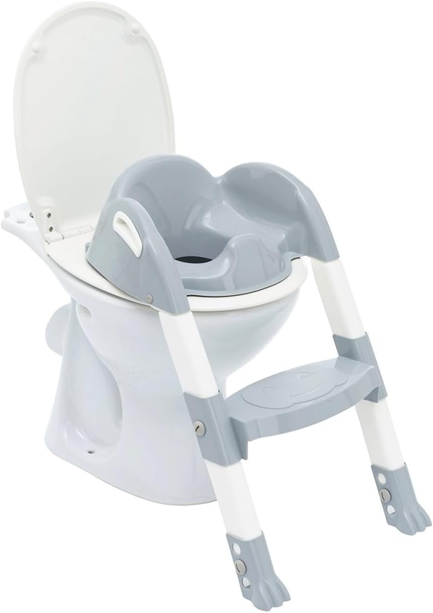 THERMOBABY - De loo WC-verloopstuk - Smart, leuk en hygiënisch - verstelbare voeten - antislip stappen - compact opvouwbaar - vanaf 18 maanden - gemaakt in Frankrijk - Charmgrijs