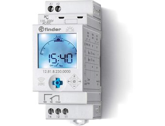 finder 12.81.8.230.000 ASTRO-timer met astro programma 1 kanaal NFC,Grijs
