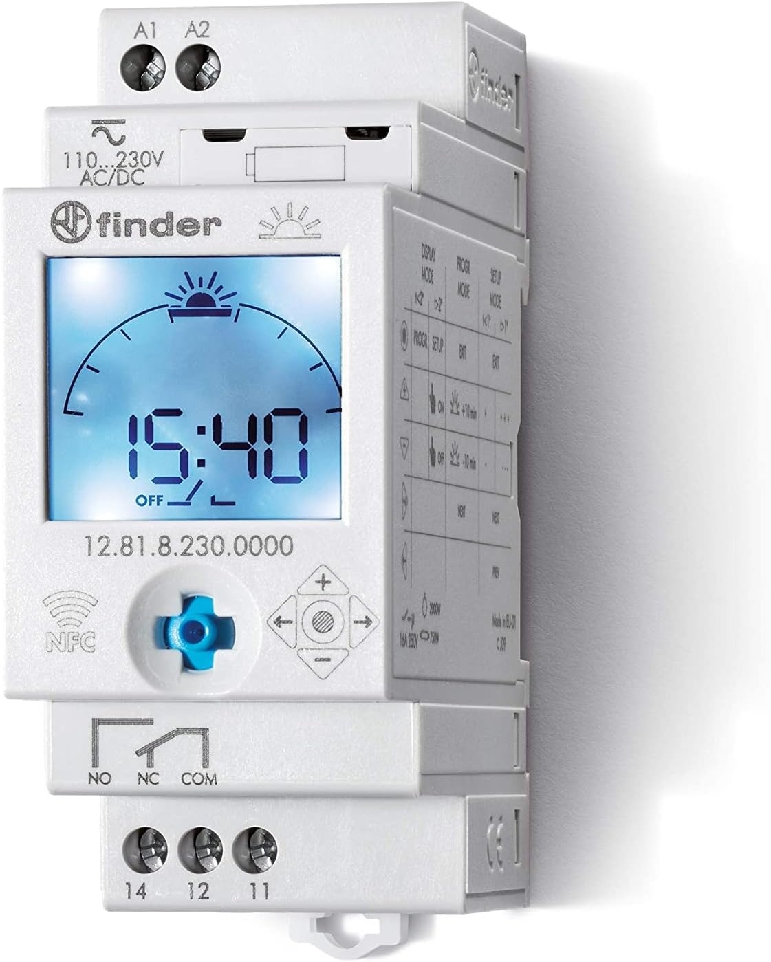 finder 12.81.8.230.000 ASTRO-timer met astro programma 1 kanaal NFC,Grijs