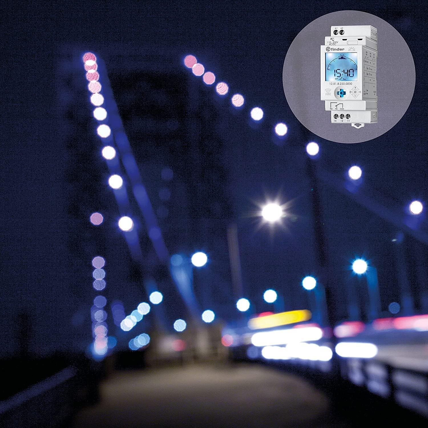 finder 12.81.8.230.000 ASTRO-timer met astro programma 1 kanaal NFC,Grijs