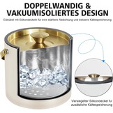 3,2L Moderne Geïsoleerde Ijsemmer met Siliconen Deksel, Schep, Zeef, Dubbelwandige Roestvrijstalen Ijsemmer voor Feestjes & Cocktailbar, Ideaal als Cadeau (Parelwit)