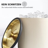 3,2L Moderne Geïsoleerde Ijsemmer met Siliconen Deksel, Schep, Zeef, Dubbelwandige Roestvrijstalen Ijsemmer voor Feestjes & Cocktailbar, Ideaal als Cadeau (Parelwit)