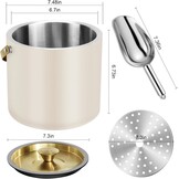 3,2L Moderne Geïsoleerde Ijsemmer met Siliconen Deksel, Schep, Zeef, Dubbelwandige Roestvrijstalen Ijsemmer voor Feestjes & Cocktailbar, Ideaal als Cadeau (Parelwit)
