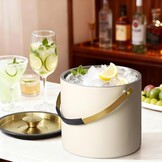 3,2L Moderne Geïsoleerde Ijsemmer met Siliconen Deksel, Schep, Zeef, Dubbelwandige Roestvrijstalen Ijsemmer voor Feestjes & Cocktailbar, Ideaal als Cadeau (Parelwit)