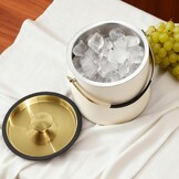 3,2L Moderne Geïsoleerde Ijsemmer met Siliconen Deksel, Schep, Zeef, Dubbelwandige Roestvrijstalen Ijsemmer voor Feestjes & Cocktailbar, Ideaal als Cadeau (Parelwit)