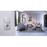 Kopp PARIS Druk-wisselschakelaar-dimmer met draaischakelaar, arctisch wit, voor 7-110 W gloeilampen en 3-35 W led, dimbare lichtschakelaar voor transformatoren, fasedimmer met softgrip