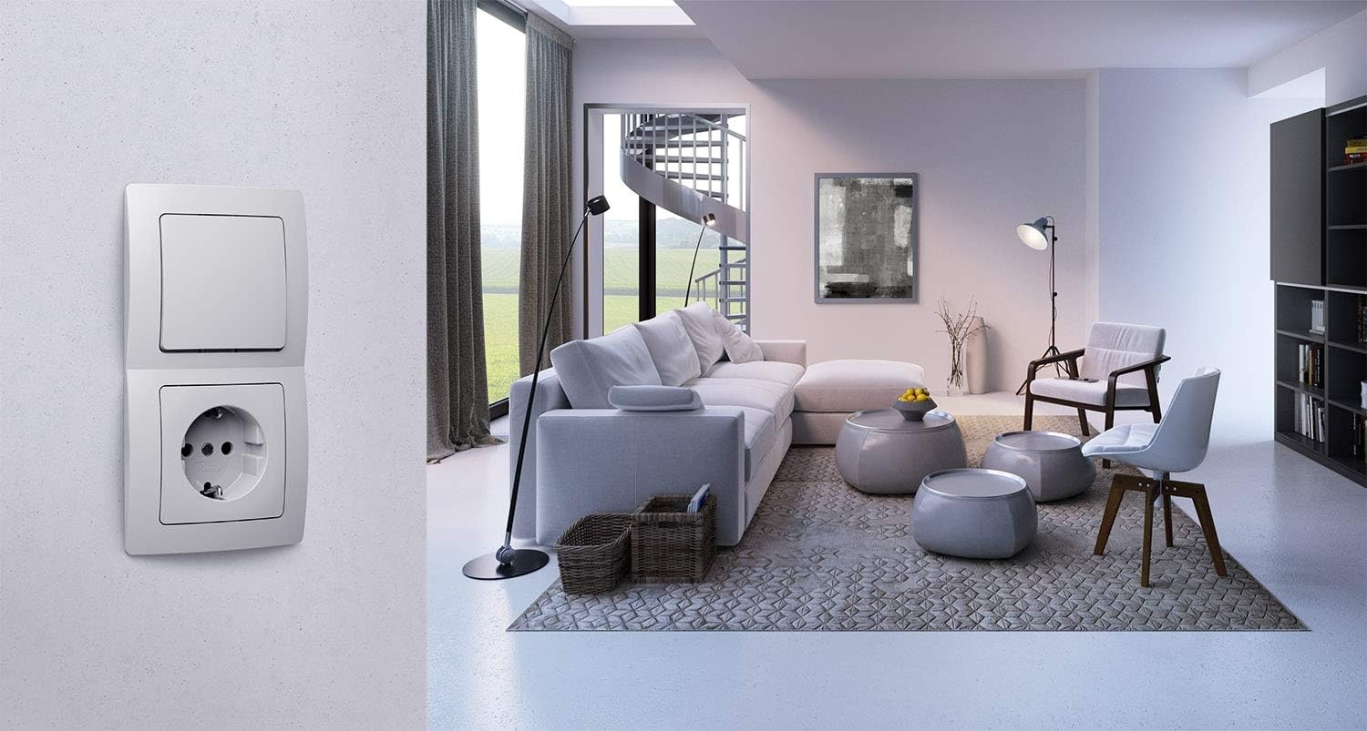 Kopp PARIS Druk-wisselschakelaar-dimmer met draaischakelaar, arctisch wit, voor 7-110 W gloeilampen en 3-35 W led, dimbare lichtschakelaar voor transformatoren, fasedimmer met softgrip
