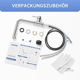 DAYONE Lage druk keukenkraan uittrekbaar lage druk keukenkraan 3 aansluitingen 2 straalmodi 360° draaibaar L-slang uittrekbaar keukenkraan