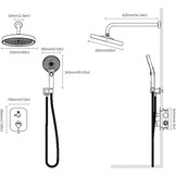 Ronvie Regendoucheset - 28 cm grote watervaldouchekop met zelfreinigend, 3 sproeimodi met waterbesparend ontwerp, verchroomde afwerking, vloeibare siliconen sproeiers met doucheklep inbegrepen (rond)