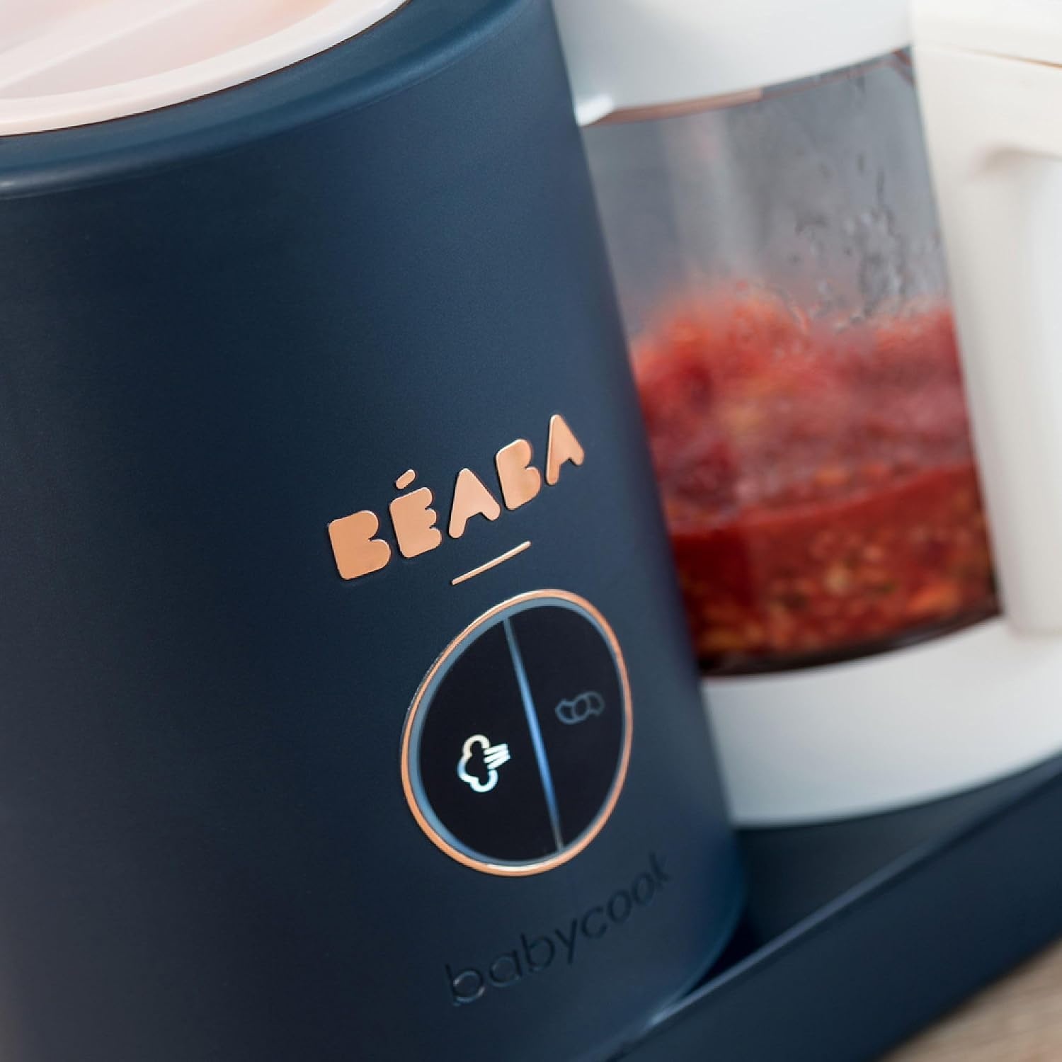 BÉABA - Babycook Neo - Babyvoedingprocessor Made in France - Mixer-Koker - Glazen Kom en Roestvrijstalen Kom - Babyvoeding diversificatie - Babyvoeding - Snel Stomen - Nacht Blauw