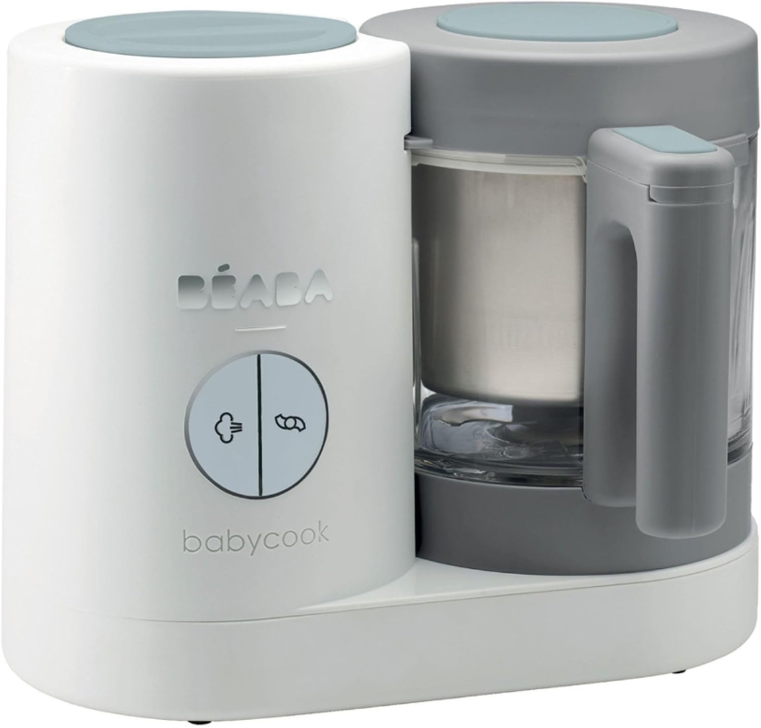 BÉABA - Babycook Neo - Babyvoedingprocessor Made in France - Mixer-Koker - Glazen Kom en Roestvrijstalen Kom - Babyvoeding diversificatie - Babyvoeding - Snel Stomen - Nacht Blauw