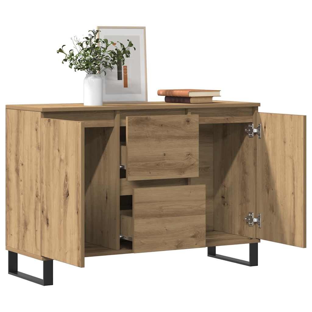 vidaXL Dressoir 101,5x35x70 cm bewerkt hout artisanaal eikenkleurig