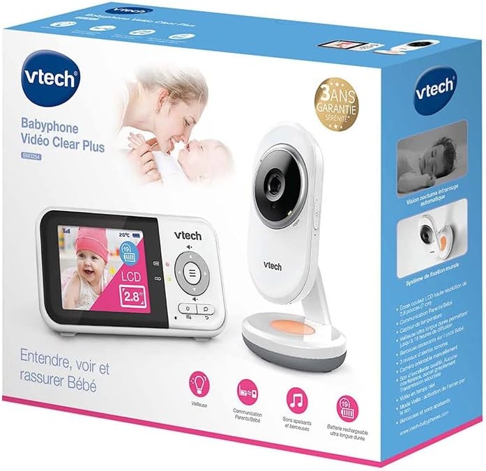 VTech - BM3254 – Babyfoon Video Clear Plus – nachtlampje en slaapliedje – display 2,8 inch – babyfoon audio – versie FR