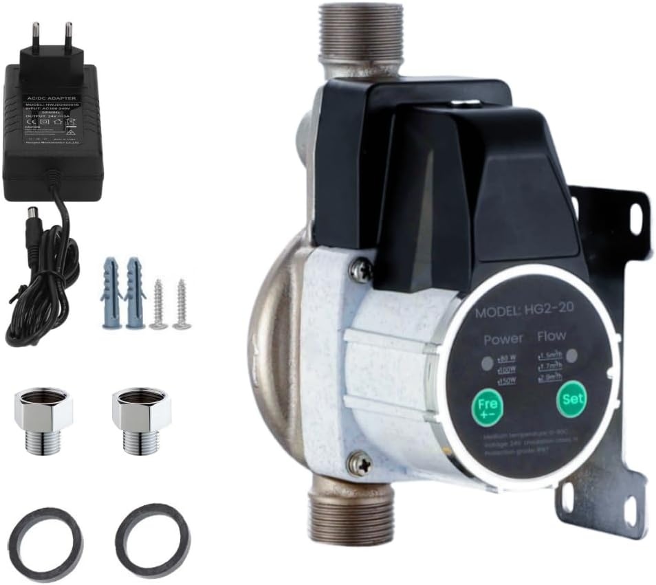 DC 24 V automatische booster-waterpomp, 80/100/150 W, permanente magneet, variabele drukregelaar, verwarmingsbuis, kraan voor thuis, wastafel, keuken