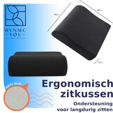Comfortabele Stoelverhoger Volwassenen - OEKO-TEX hoes - Vormvast, 13 cm dik zitkussen - Perfect voor autostoel, bureaustoel kussen, opstahulp - Premium stoelkussen verhoging - DYNMC YOU - Zwart