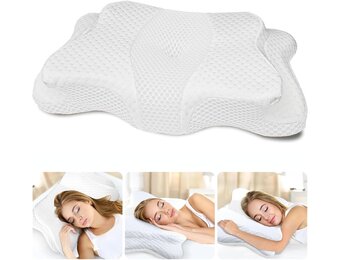 CHxxy Traagschuim kussen, cervisch kussen voor nek- en schouderpijn, ergonomisch contourbed, zacht voor zijslaap, stomach en rug