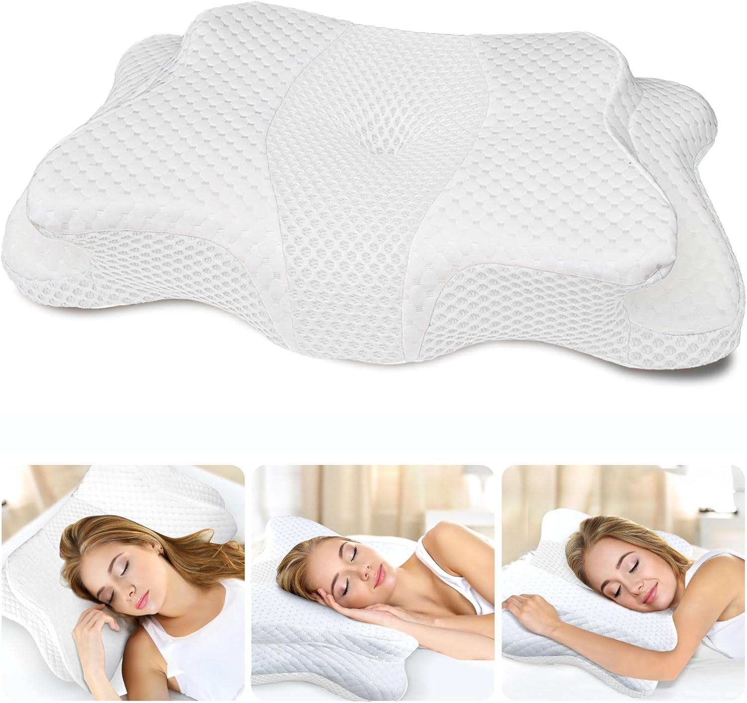 CHxxy Traagschuim kussen, cervisch kussen voor nek- en schouderpijn, ergonomisch contourbed, zacht voor zijslaap, stomach en rug