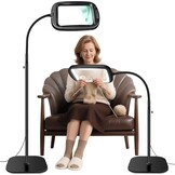 NZQXJXZ 10x vergrootglas met licht en standaard, 60 leds bureaulamp, 5 kleurtemperaturen, 4 niveaus helderheid, perfect voor diamantkunst, naaien, hobby's, knutselen, lezen, dichtbij werken