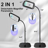 NZQXJXZ 10x vergrootglas met licht en standaard, 60 leds bureaulamp, 5 kleurtemperaturen, 4 niveaus helderheid, perfect voor diamantkunst, naaien, hobby's, knutselen, lezen, dichtbij werken