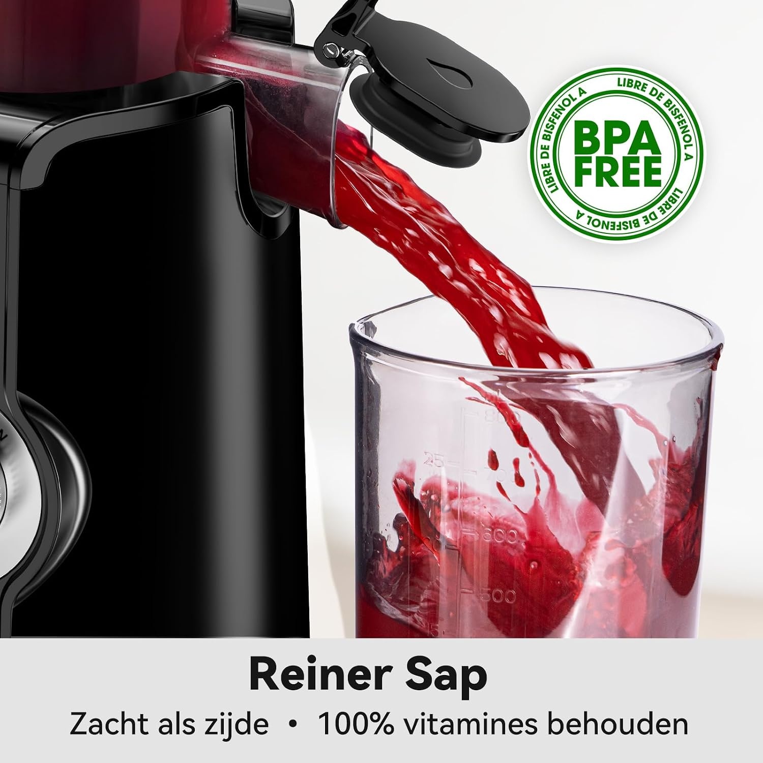 LINKChef Juicer Slow Juicer, sapcentrifuge, groente en fruit, testwinnaar met 115 mm grote, sapcentrifuge voor hele vruchten/groenten, bliksemreiniger, eenvoudige installatie, BPA-vrij, 200 W, zwart